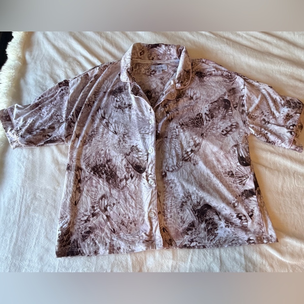 Nicole Miller New York Printed Button Front Blouse Womens Small